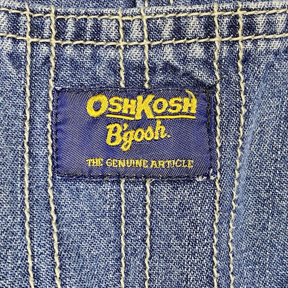 VTG 80's Oshkosh B'Gosh 18 Month Vestbak‎ Blue Denim Bib Jean Overalls Snap USA - Picture 8 of 9